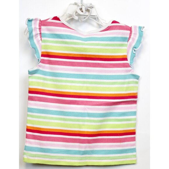 2010 Gymboree Popsicle Party Shirt sz 5 Pastel Stripes Mock Halter Ruffle Sleeve - Picture 4 of 5